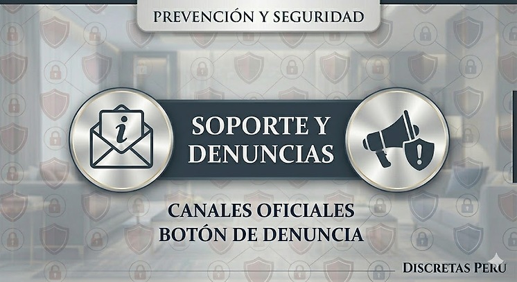 Soporte oficial y botón de denuncia de perfiles - Seguridad Discretas Perú